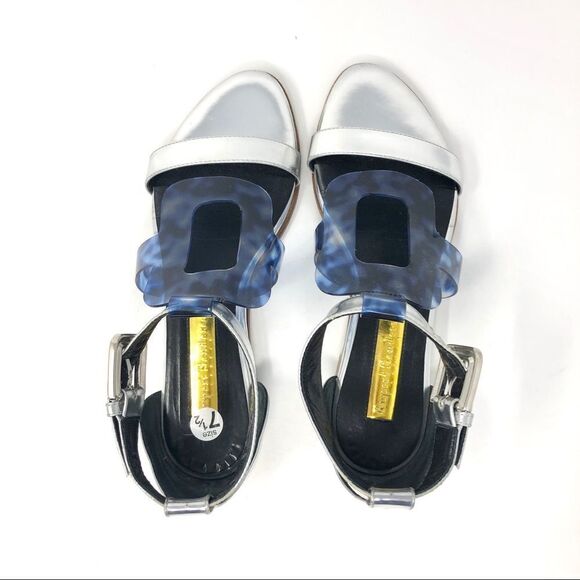 RUPERT Sanderson Silver & Clear Blue Sandals 37.5 - Picture 5 of 11